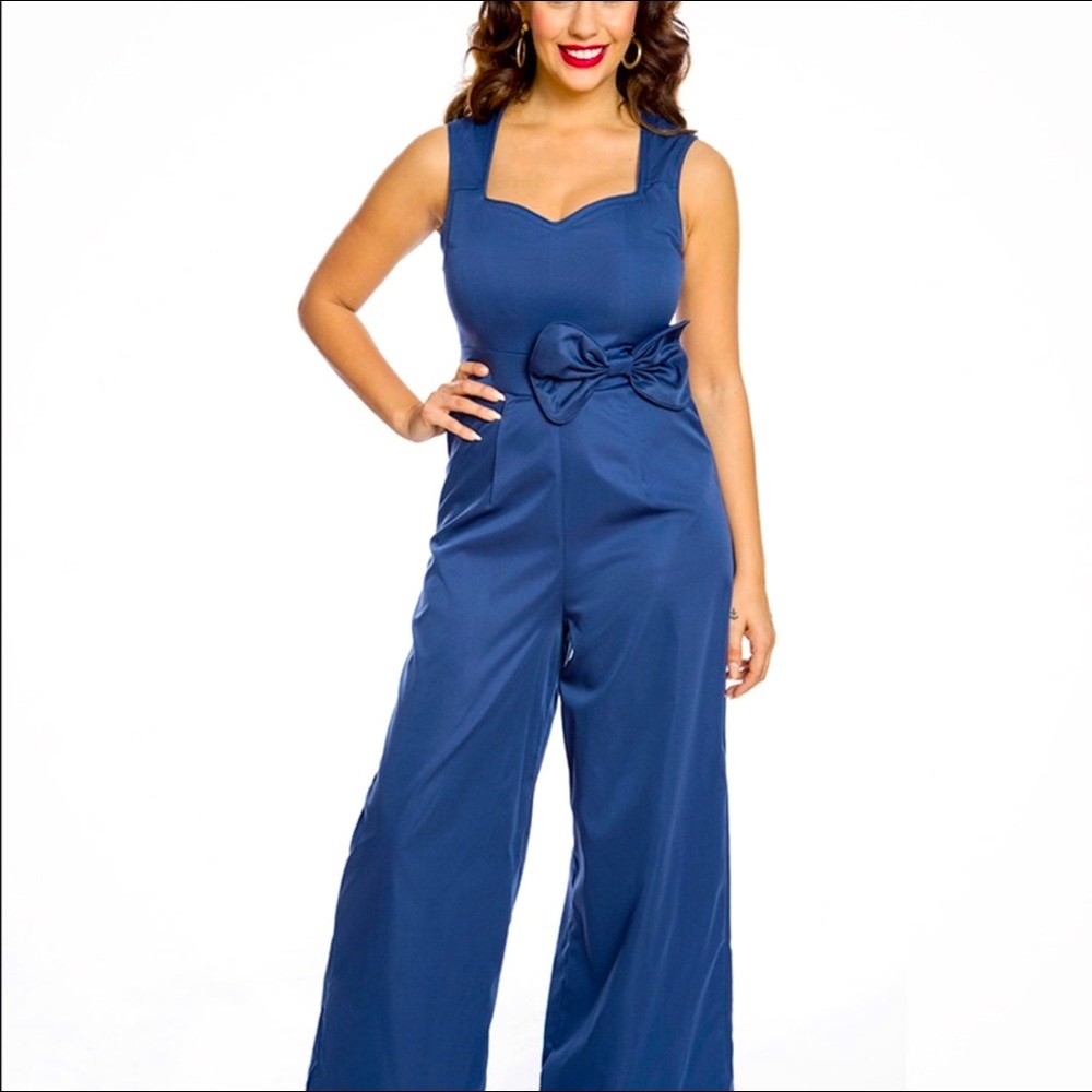 Lindy Bop Gracia Wide Leg jumpsuit. NWOT. US Size 10 Deep blue or Navy